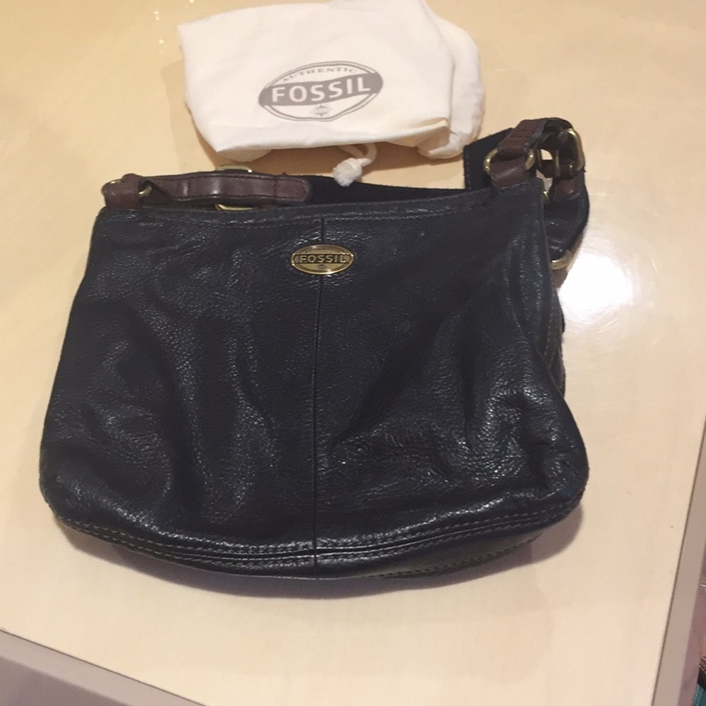 Fossil Black Leather Crossbody